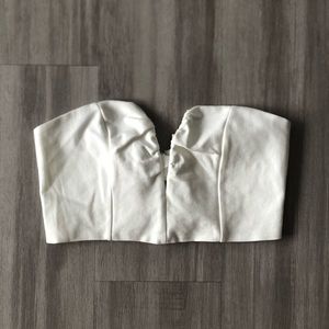 Deep V Crop Top w/ Lace Up Back